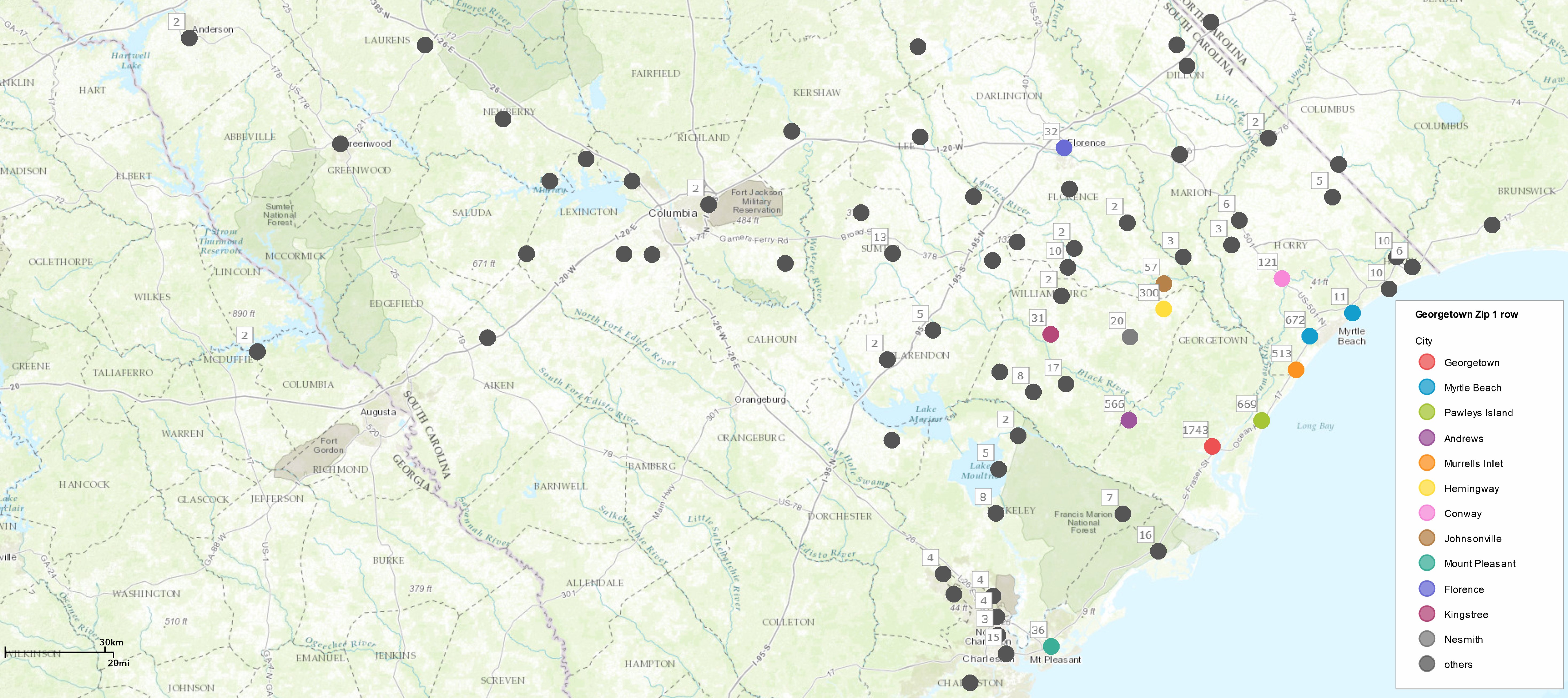 Georgetown County Workforce by Zip Code