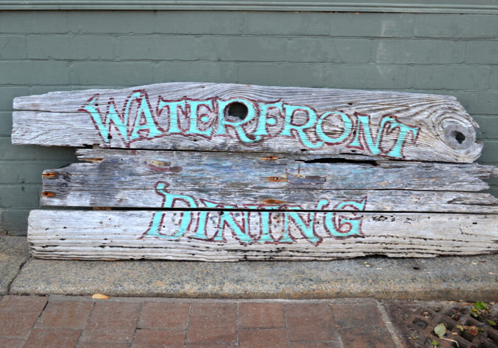 front street sea food sign waterfront dining